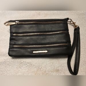 Rampage Black Wristlet with Gold Zippers